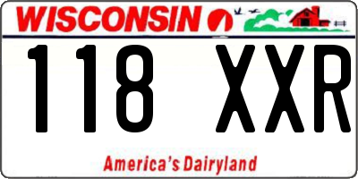 WI license plate 118XXR