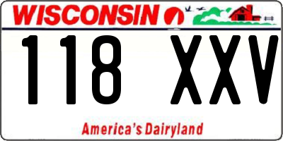 WI license plate 118XXV