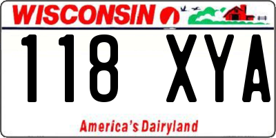 WI license plate 118XYA