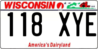 WI license plate 118XYE