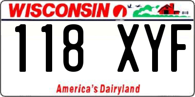 WI license plate 118XYF