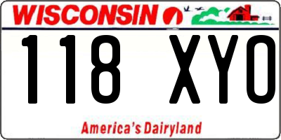 WI license plate 118XYO