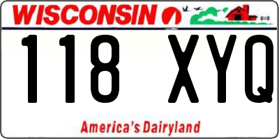 WI license plate 118XYQ