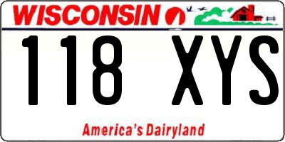 WI license plate 118XYS