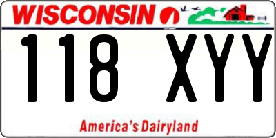WI license plate 118XYY
