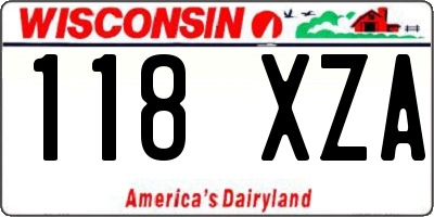 WI license plate 118XZA