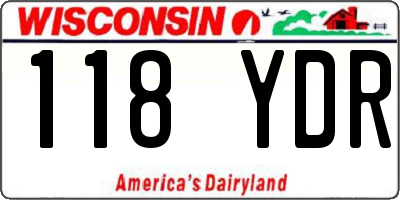 WI license plate 118YDR