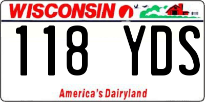 WI license plate 118YDS