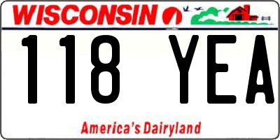 WI license plate 118YEA