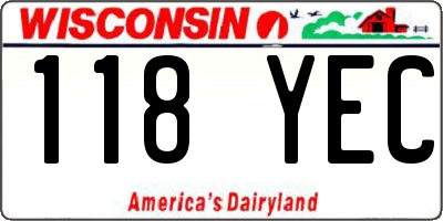 WI license plate 118YEC