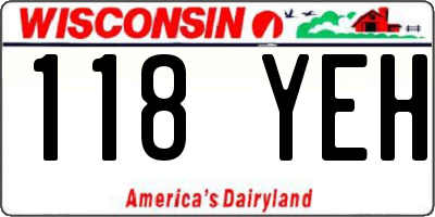 WI license plate 118YEH