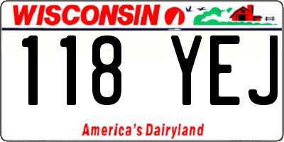 WI license plate 118YEJ