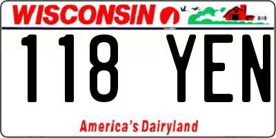 WI license plate 118YEN