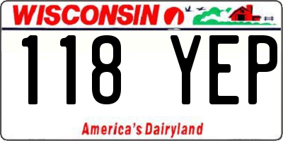 WI license plate 118YEP