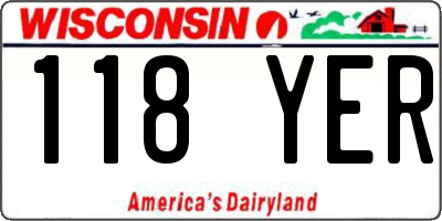 WI license plate 118YER