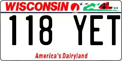 WI license plate 118YET