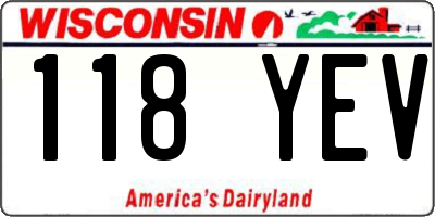 WI license plate 118YEV