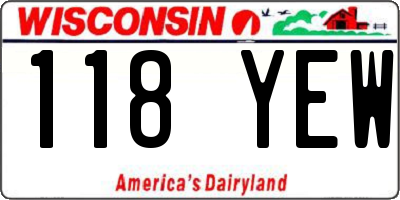 WI license plate 118YEW
