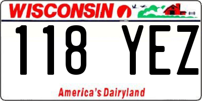 WI license plate 118YEZ