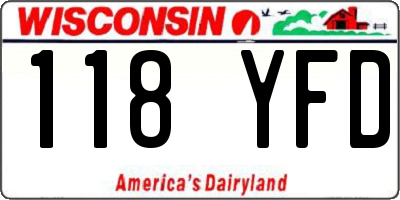 WI license plate 118YFD