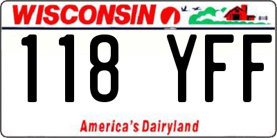 WI license plate 118YFF