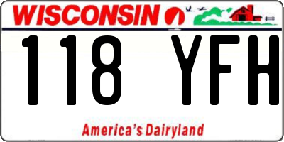WI license plate 118YFH