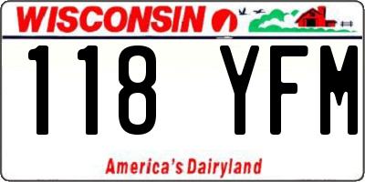 WI license plate 118YFM