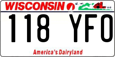 WI license plate 118YFO