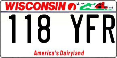 WI license plate 118YFR