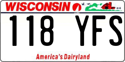 WI license plate 118YFS