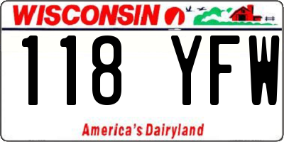 WI license plate 118YFW