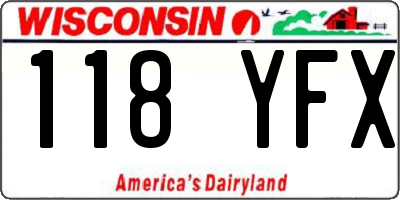 WI license plate 118YFX