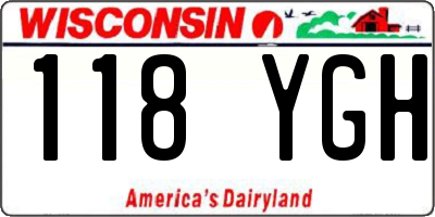 WI license plate 118YGH