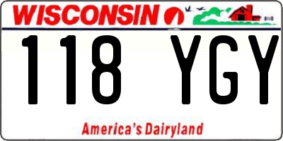 WI license plate 118YGY
