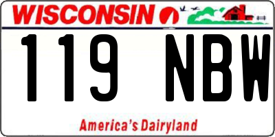 WI license plate 119NBW
