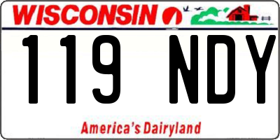 WI license plate 119NDY
