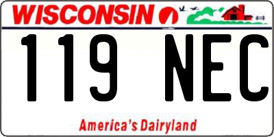 WI license plate 119NEC