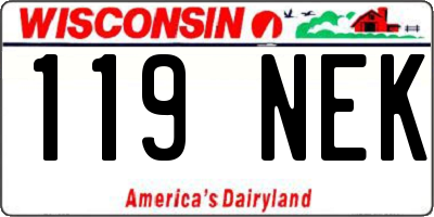 WI license plate 119NEK