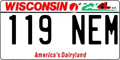 WI license plate 119NEM