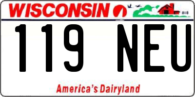 WI license plate 119NEU