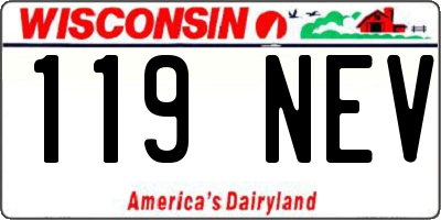 WI license plate 119NEV