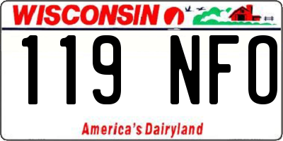 WI license plate 119NFO