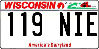 WI license plate 119NIE