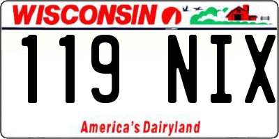 WI license plate 119NIX