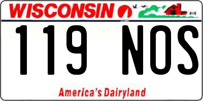 WI license plate 119NOS