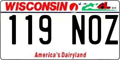 WI license plate 119NOZ