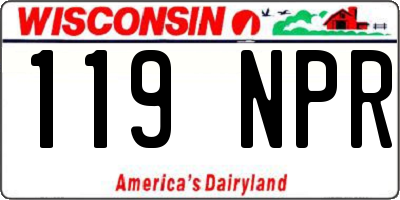 WI license plate 119NPR