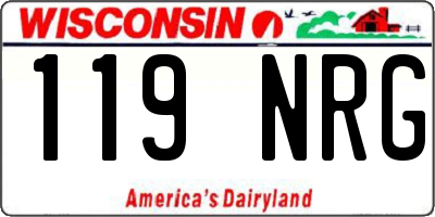 WI license plate 119NRG