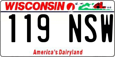 WI license plate 119NSW