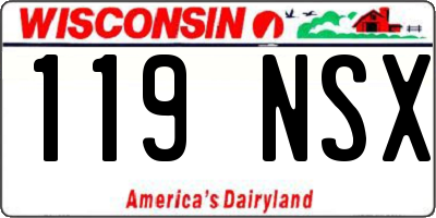 WI license plate 119NSX